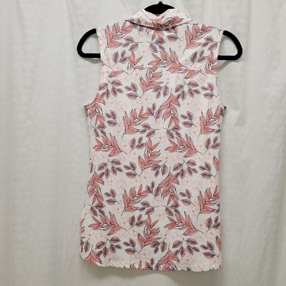 PUMA CLOUDSPUN FLORA SLEEVELESS POLO – WOMENS – BRIGHT WHITE/CARNATION PINK SM - Picture 9 of 9